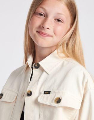 Twill Service Overshirt in Pearled Ivory alternative view 4