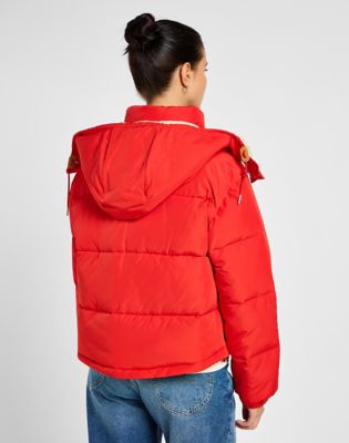 Hooded Short Puffer Jacket in True Red alternative view