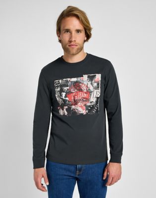 Long Sleeve Utility Artist Tee in Washed Black