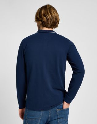 Long Sleeve Pique Polo in Mood Indigo alternative view