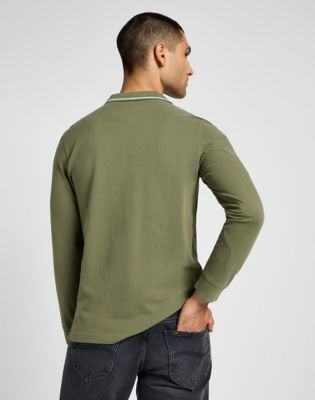 Long Sleeve Pique Polo in Mercantile Green alternative view