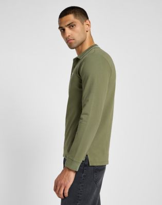 Long Sleeve Pique Polo in Mercantile Green alternative view 3