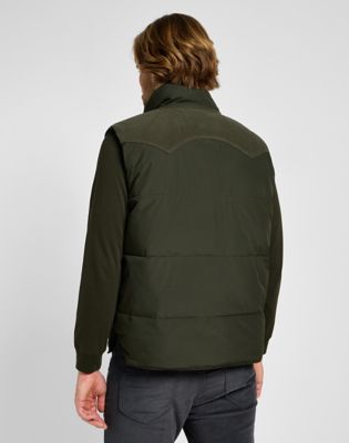 Reversible Western Puffer Jacket in Olive Night