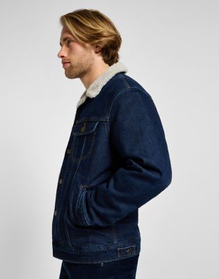 Long denim sherpa jacket best sale