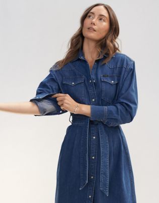 Belted jean dress best sale