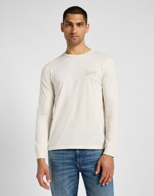 Long Sleeve Wobbly Logo Tee in Ecru