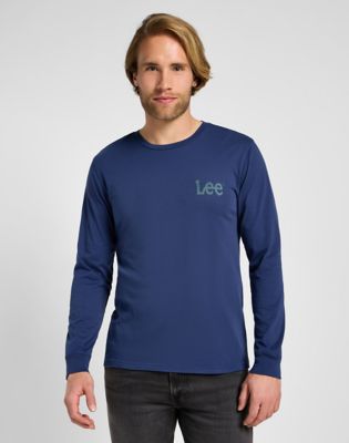 Long Sleeve Wobbly Logo Tee in Mood Indigo