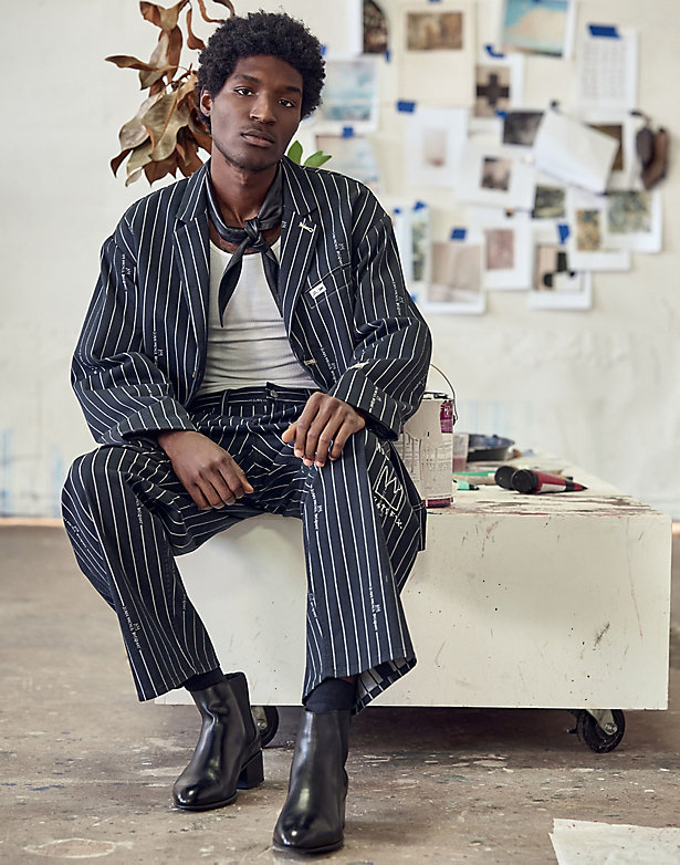 Men's Lee® x Basquiat™ Striped Blazer in Black