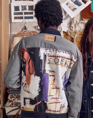 Men's Lee® x Basquiat™ Art Lined Denim Rider Jacket in Rinse Wash