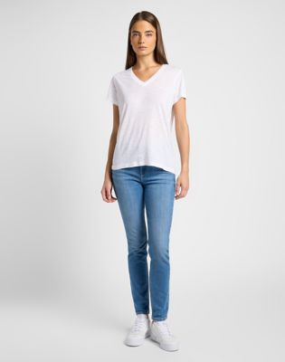 V Neck Tee in Bright White alternative view 2