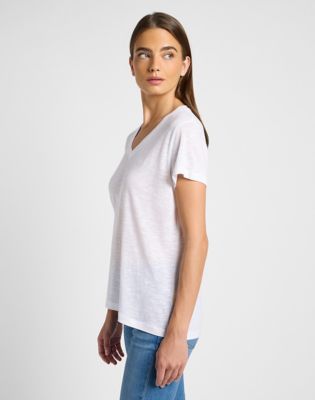 V Neck Tee in Bright White alternative view 3
