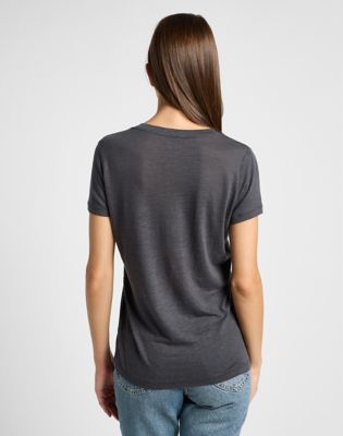 Regular V Neck Tee in Black alternative view