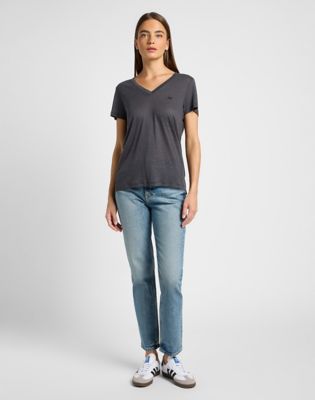 Regular V Neck Tee in Black alternative view 2