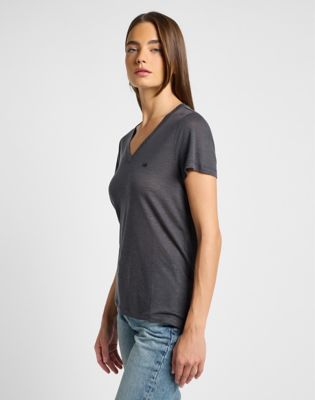 Regular V Neck Tee in Black alternative view 3