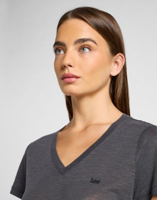 Regular V Neck Tee in Black alternative view 4