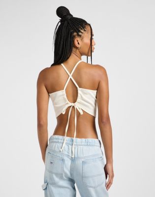 Backless Halter Top in Ecru Herringbone alternative view