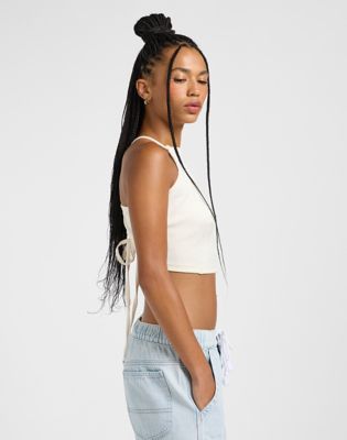 Backless Halter Top in Ecru Herringbone alternative view 3