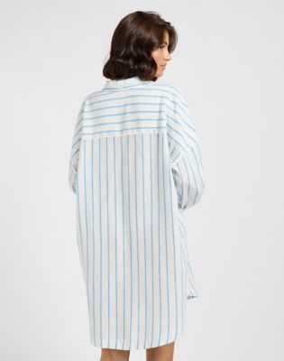Relaxed Shirt Dress in Stream Blue Stripe alternative view 2