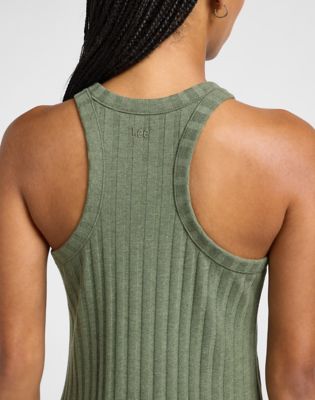 Rib Tank Dress in Olive Heather alternative view 3