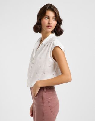 Cap Sleeve Shirt in Grove Floral alternative view 3