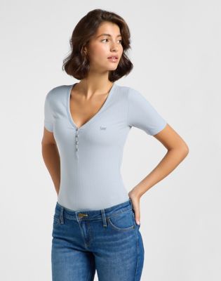 Short Sleeve Henley Tee in Concrete Gray alternative view 2