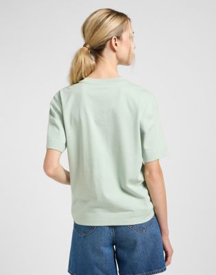Embroidery Pocket Tee in Soft Sage alternative view