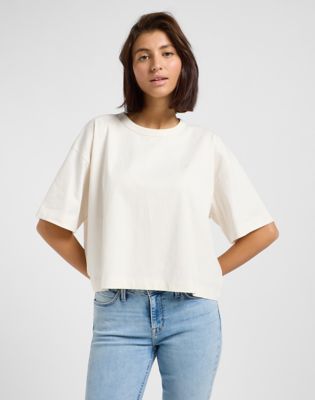 Cropped Boxy Tee in Ecru