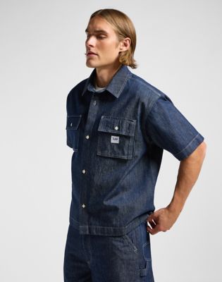 Short Sleeve Workwear Shirt in Rinse Wash alternative view 3
