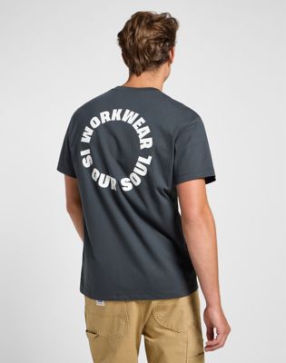 Workwear Relaxed Graphic Tee in Washed Black