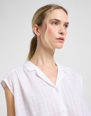 Cap Sleeve Shirt in Bright White alternative view 4
