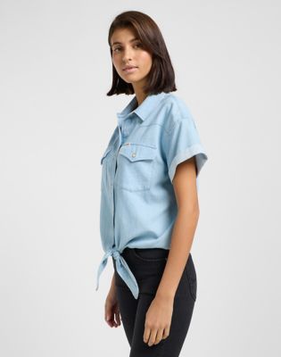 Crop Tied Western Shirt in Light Mood alternative view 3