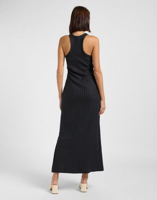 Rib Tank Dress in Black alternative view 3