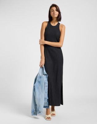 Rib Tank Dress in Black alternative view 5