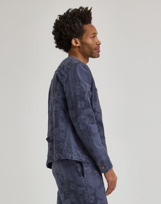 Men's Lee® x Paul Smith Jacquard Collarless Chore Coat in Indigo Floral alternative view 4