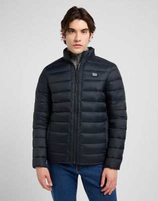 Regular Stand Collar Puffer Jacket in Black