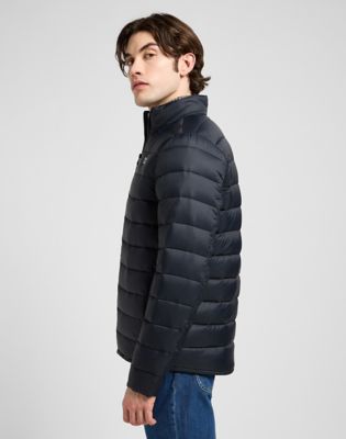 Regular Stand Collar Puffer Jacket in Black alternative view 3