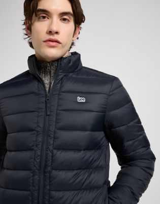 Regular Stand Collar Puffer Jacket in Black alternative view 4