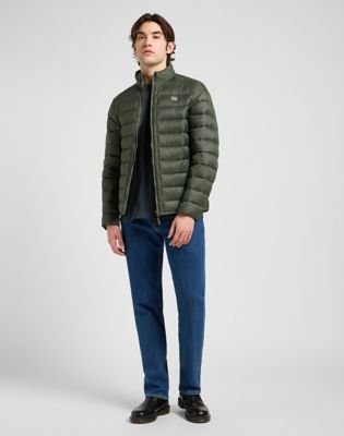 Lee Regular Stand Collar Puffer Jacket Olive Gray Size XXL