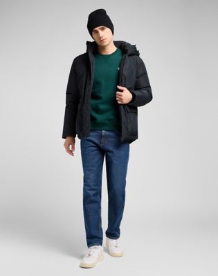 Regular Hooded Short Puffer Jacket in Black