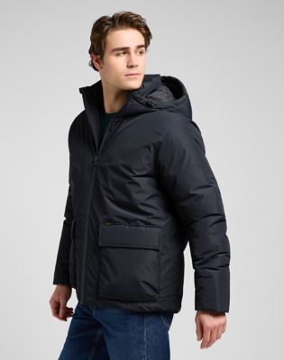 Regular Hooded Short Puffer Jacket in Black