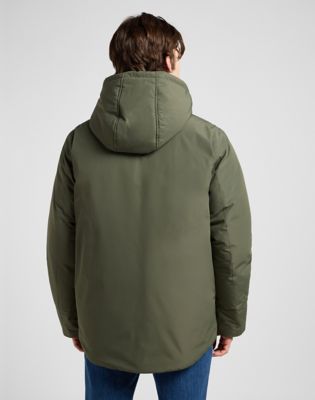 Lee Regular Hooded Short Puffer Jacket Olive Gray, Lee