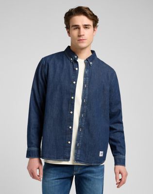 Lee Workwear Relaxed No Pocket Button Down Shirt Blue Ridge, Lee