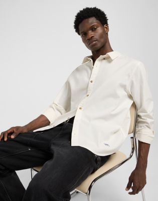 Relaxed No Pocket Button Down Shirt in Ecru