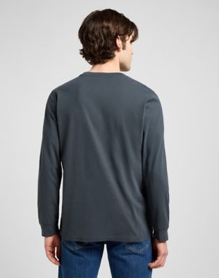 Lee Regular Long Sleeve Patch Logo Tee Washed Black, Lee
