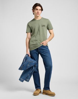 Regular Medium Wobbly Lee Tee in Olive Stone