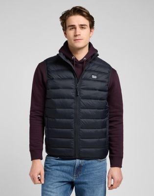 Regular Stand Collar Puffer Vest in Black