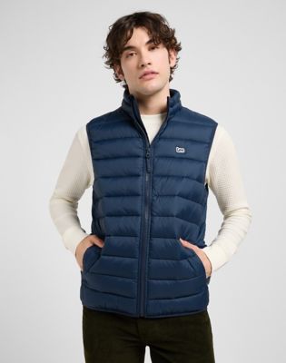 Regular Stand Collar Puffer Vest in Rivet Navy