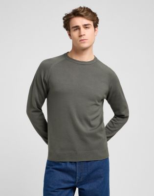 Regular Clean Raglan Sweater in Olive Gray