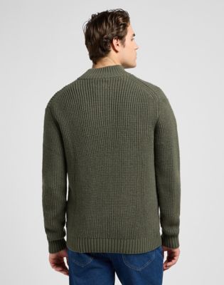 Lee Relaxed Clean Half Zip Knit Olive Gray, Lee