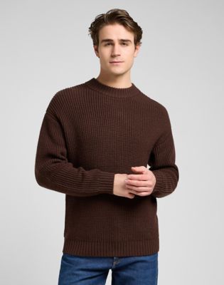 Relaxed Chunky Crew Neck Sweater in Arabica